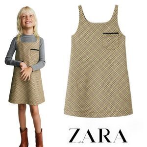 ZARA Kids | Natural | CONTRAST POCKET PINAFORE DRESS